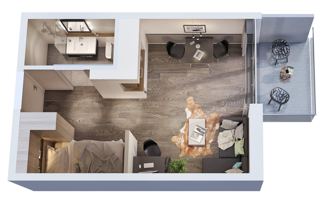 3D Grundriss Apartments Rommelsbacher Straße