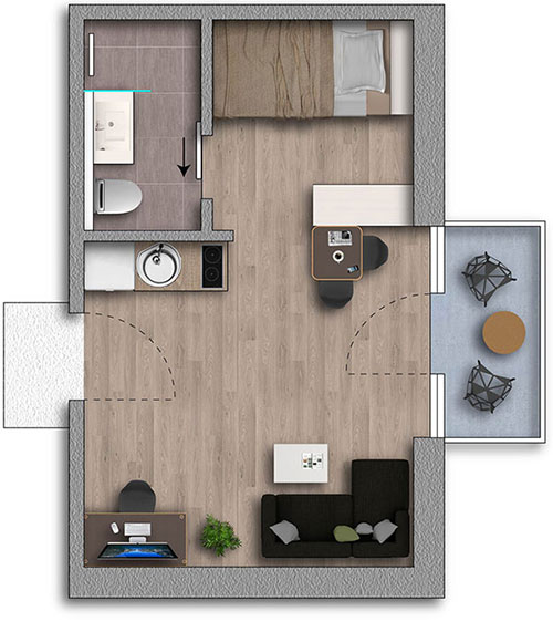 Apartment Typ Smart 3D Ansicht