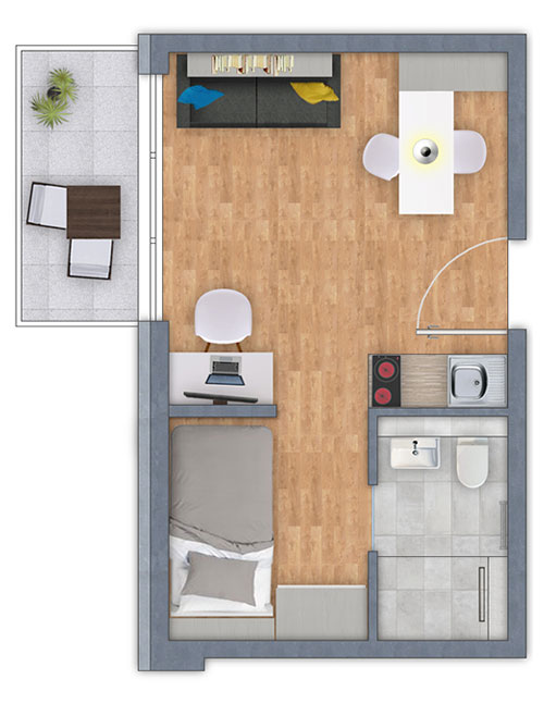 Apartment Typ Smart 3D Ansicht